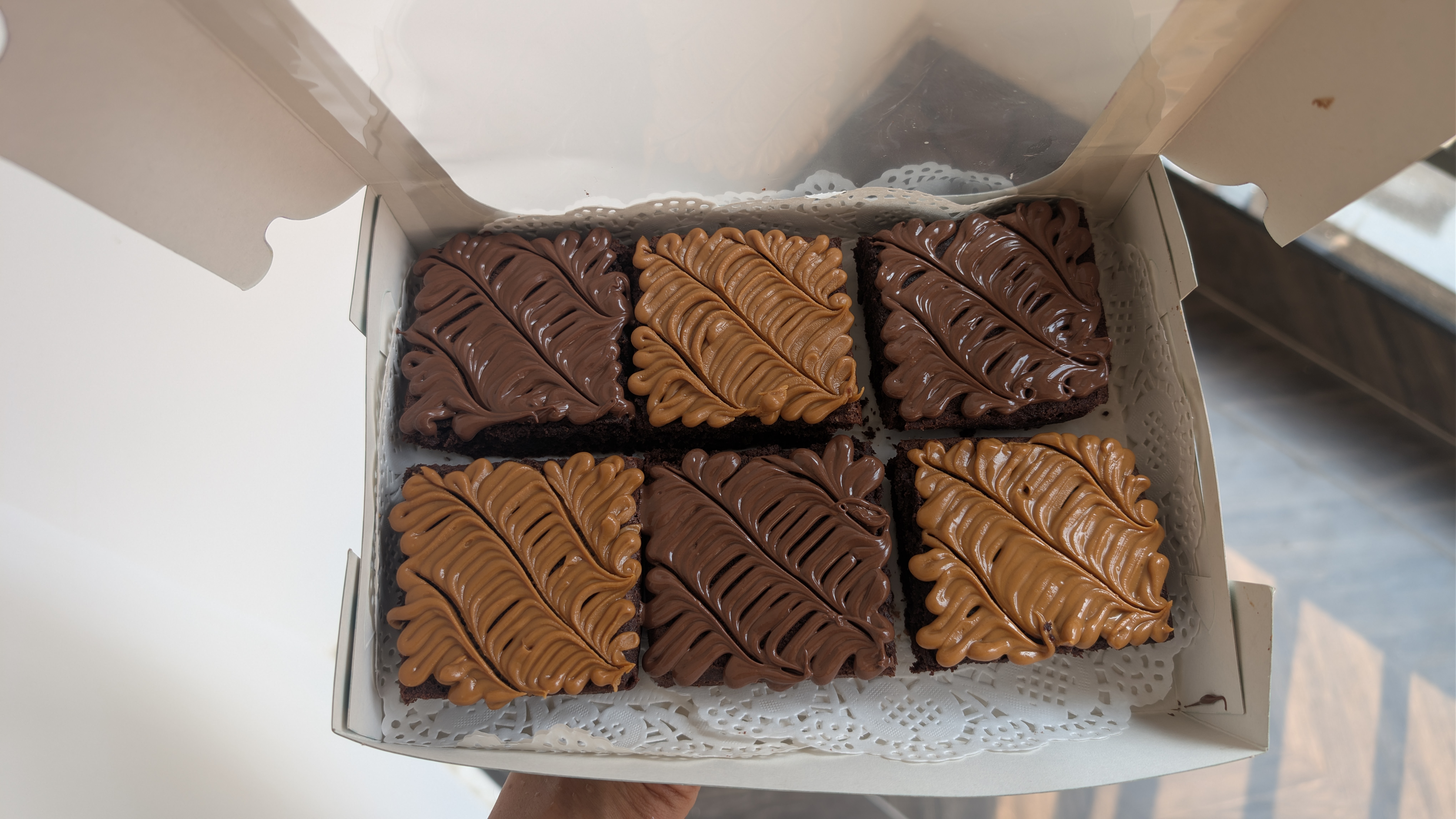 Delicious premium brownie top view